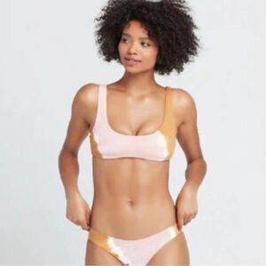 L Space Lizzie Bikini Top Stripe Tie Dye  Swimsuit NWT Small
